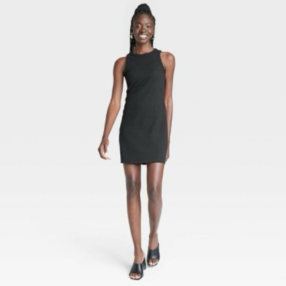 NWT A New Day Black Rib Racer Mini Dress